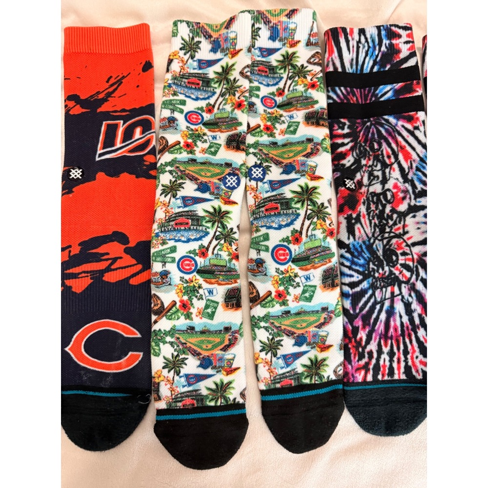 Stance Chicago Bears Cubs MLB NFL Tie Dye Crew Socks Bundle 3 Pairs Mens - Picture 3 of 8